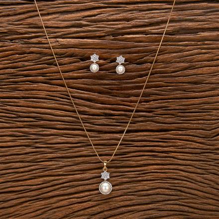Cz Delicate Pendant Set With 2 Tone Plating