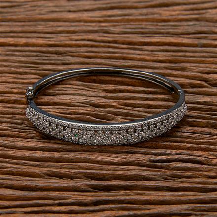 Cubic Zirconia Classic Kada With Black 2 Tone Rhodium Plating