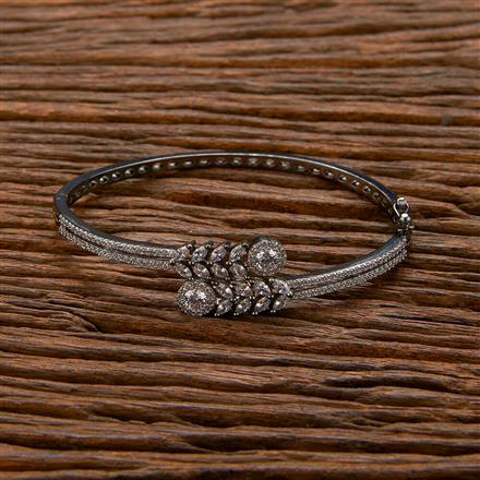 Cubic Zirconia Delicate Kada With Black 2 Tone Rhodium Plating