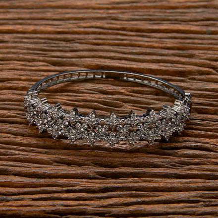 Cubic Zirconia Classic Kada With Black 2 Tone Rhodium Plating