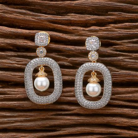 Cubic Zirconia Short Earring With Black 2 Tone Rhodium Plating