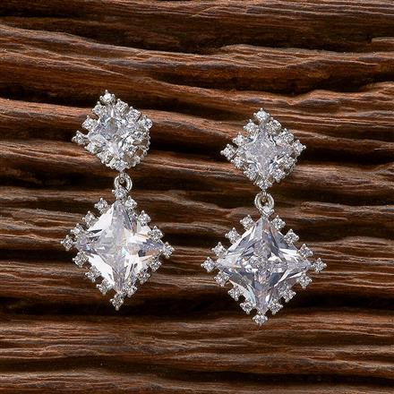Cubic Zirconia Short Earring With Rhodium Plating