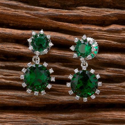 Cubic Zirconia Short Earring With Rhodium Plating