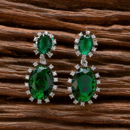 Cubic Zirconia Short Earring With Rhodium Plating