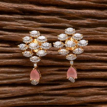 Cubic Zirconia Short Earring With 2 Tone Plating