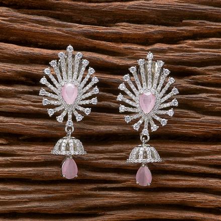 Cubic Zirconia Delicate Jhumki With Rhodium Plating
