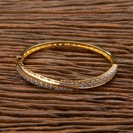 Cubic Zirconia Delicate Kada With Black Rose 2 Tone Rhodium Plating