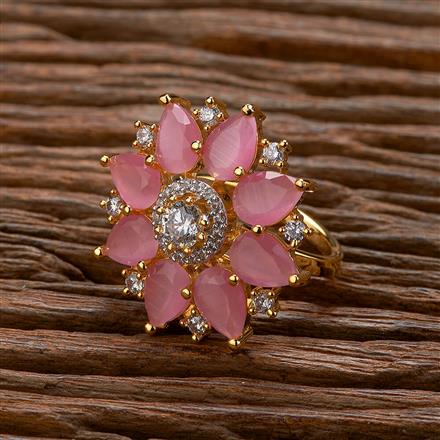 Cubic Zirconia Adjustable Ring With 2 Tone Plating