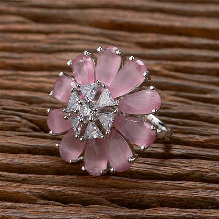 Cubic Zirconia Classic Ring With Rhodium Plating