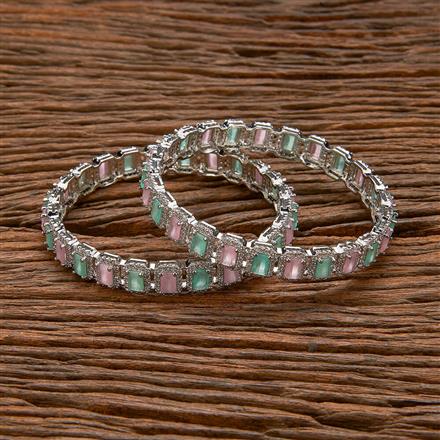 Cubic Zirconia Classic Bangles With Rhodium Plating