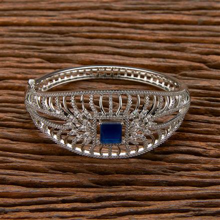 Cubic Zirconia Broad Kada With Rhodium Plating