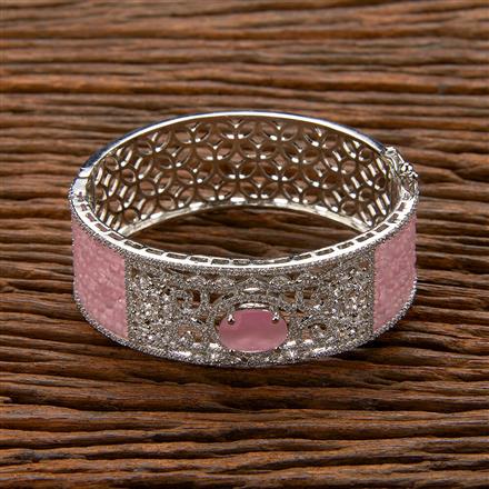 Cubic Zirconia Broad Kada With Rhodium Plating