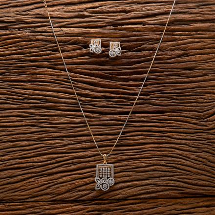 Cz Classic Pendant Set With 2 Tone Plating