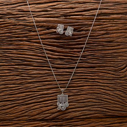 Cz Classic Pendant Set With Rhodium Plating