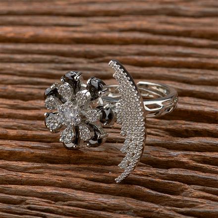 Cz Adjustable Ring With Rhodium Plating