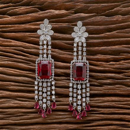 Cz Classic Earring With Rhodium Plating