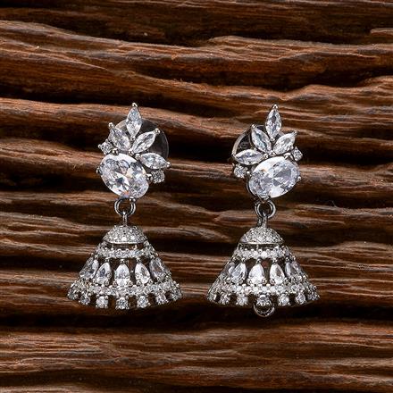 Cz Delicate Jhumki With Black 2 Tone Rhodium Plating
