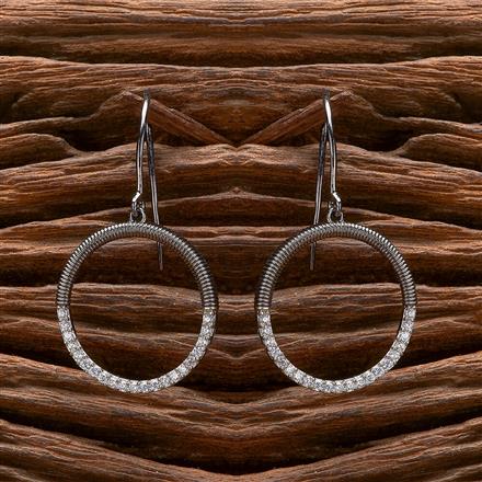 Cz Classic Earring With Black 2 Tone Rhodium Plating