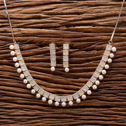 Cz Classic Necklace With Black 2 Tone Rhodium Plating