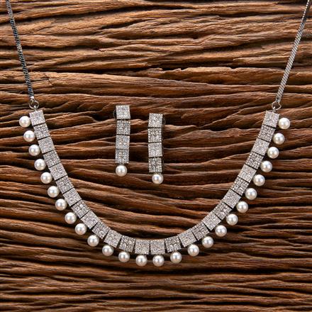 Cz Classic Necklace With Black 2 Tone Rhodium Plating