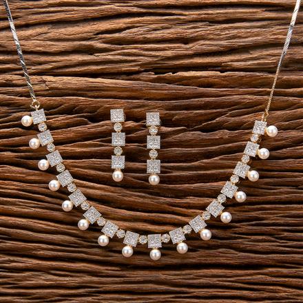 Cz Classic Necklace With Black 2 Tone Rhodium Plating