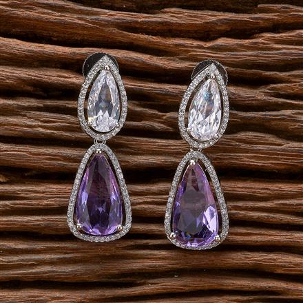 Cz Classic Earring With Rhodium Plating