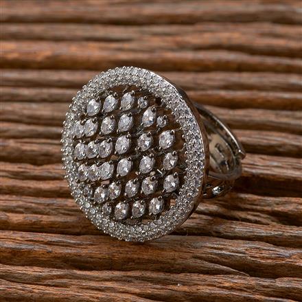 Cz Classic Ring With Black 2 Tone Rhodium Plating