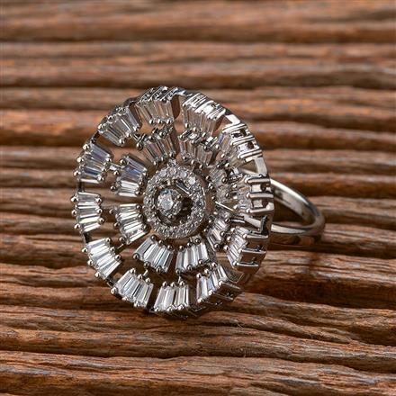 Cz Adjustable Ring With Black 2 Tone Rhodium Plating