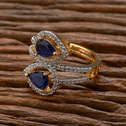 Cz Adjustable Ring With 2 Tone Plating