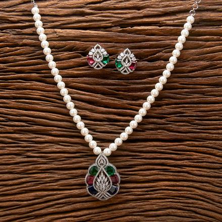 Cz Mala Necklace With Rhodium Plating