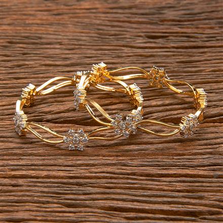 Cz Classic Bangles With 2 Tone Plating