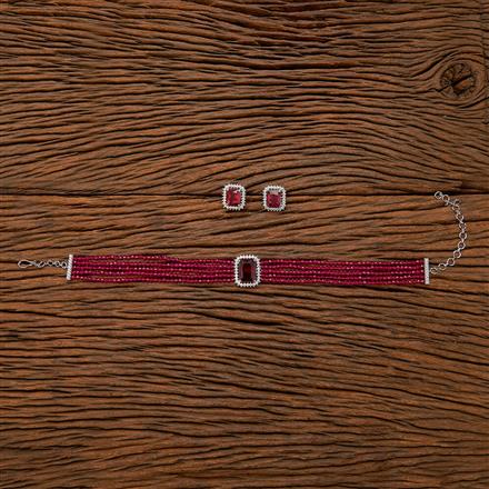 Cz Bandhai Necklace With Rhodium Plating