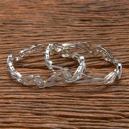 Cz Classic Bangles With Rhodium Plating