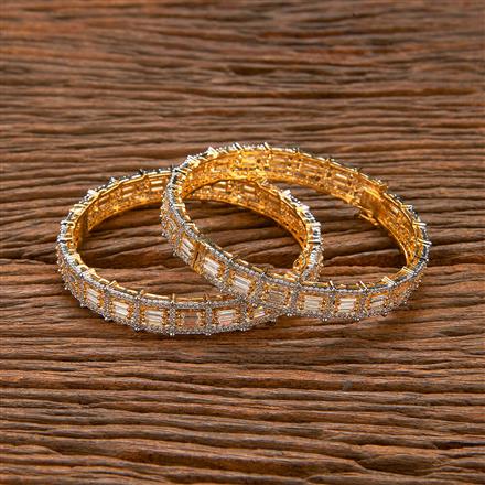 Cz Classic Bangles With 2 Tone Rhodium Plating