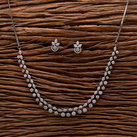 Cz Classic Necklace With Black 2 Tone Rhodium Plating