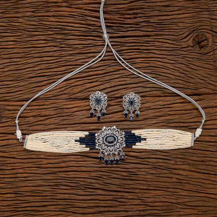 Cz Bandhai Necklace With Rhodium Plating