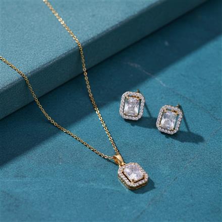 Cz Classic Pendant Set With 2 Tone Plating