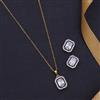 Cz Classic Pendant Set With 2 Tone Plating