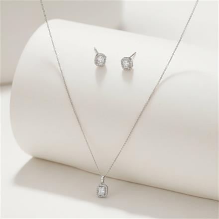 Cz Classic Pendant Set With Rhodium Plating
