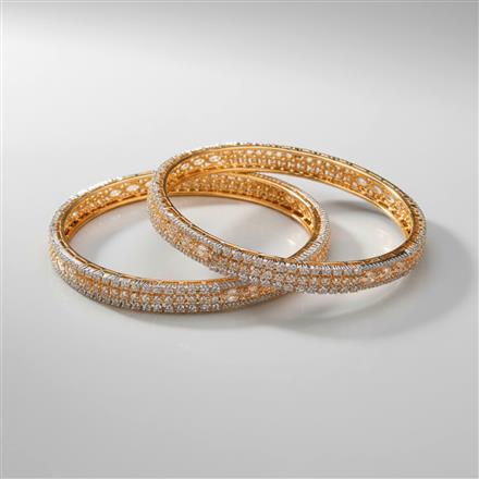 Cz Classic Bangles With 2 Tone Rhodium Plating