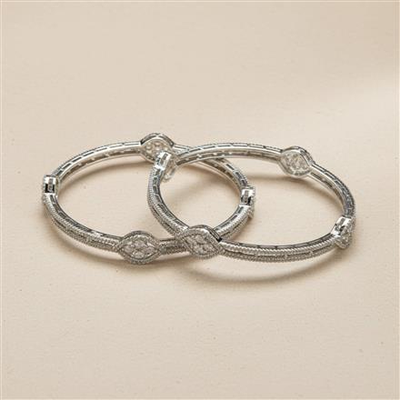 Cz Classic Bangles With 2 Tone Rhodium Plating