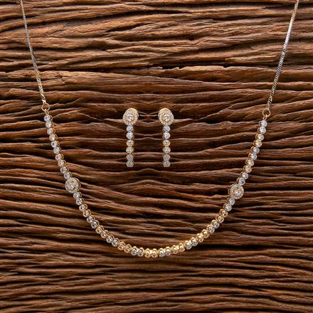 Cz Delicate Necklace With 2 Tone Rhodium Plating