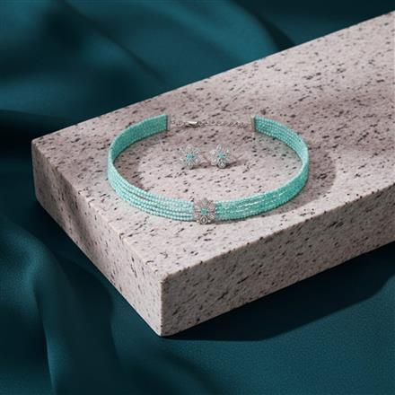 Cz Bandhai Necklace With Rhodium Plating