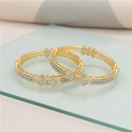 Cz Classic Bangles With 2 Tone Plating
