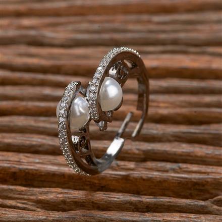 Cz Adjustable Ring With Black 2 Tone Rhodium Plating