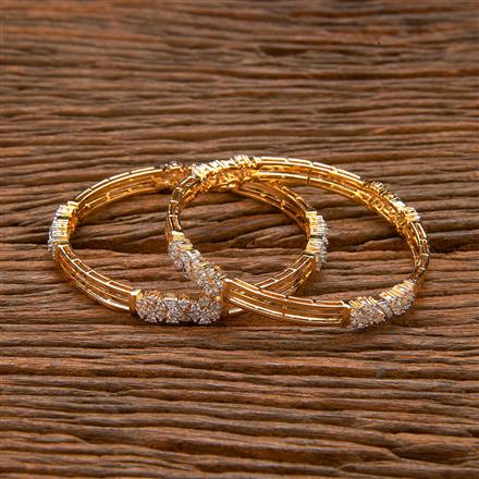 Cz Classic Bangles With 2 Tone Plating