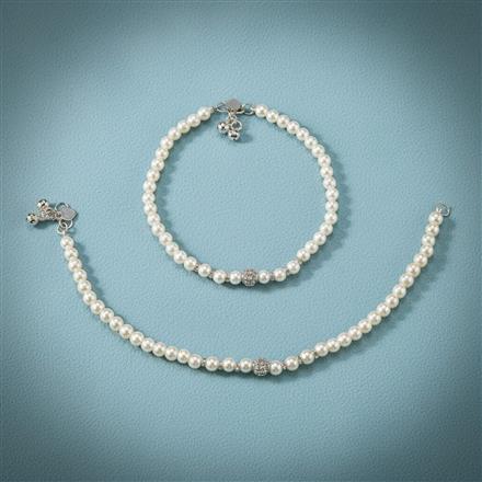 Cz Pearl Payal With Gold Rhodium Plating