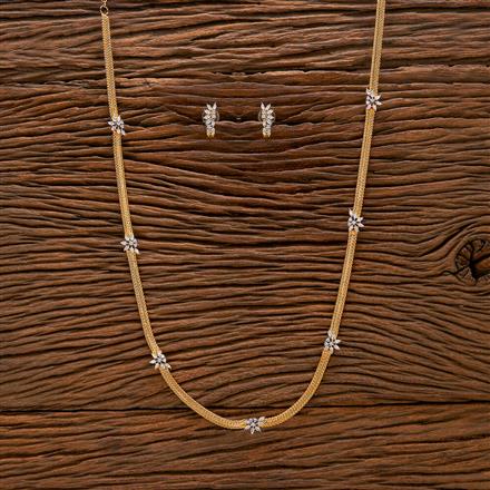 Cz Long Necklace With 2 Tone Rhodium Plating