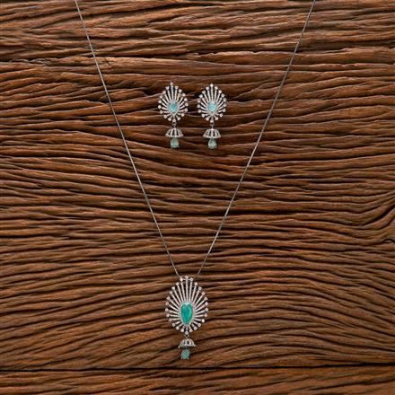 Cz Classic Pendant Set With Black Plating