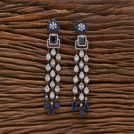 Cz Long Earring With Black Plating